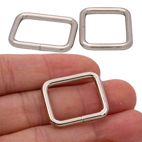 BIKICOCO Metal Rectangle Ring Buckles Square Strap Webbing Belt Rings for Bag Purse Non Welded 3/4 x 5/8 Inch - color: Silver X 50 Pcs