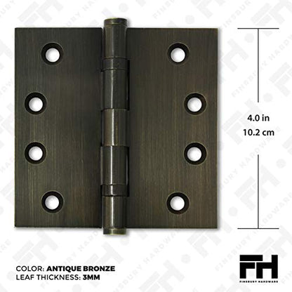 Solid Brass Door Hinge Heavy Duty Ball Bearing 4x4 Inch - Set of 24 Hinges (Antique Brass) - color: Antique Brass