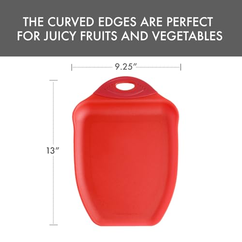 Dexas Chop & Scoop Cutting Board, 9.5 x 13 Inch, Solid Red, BPA-Free Dishwasher Safe Kitchen Prep Board with Handle - color: Red, size: 13"L x 9.5"W