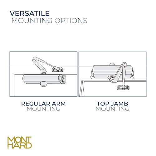 Door Closer, Commercial Grade 2 Hydraulic Closer, Spring Size 3, Surface Mount, Self-Closing, Adjustable Sweep & Latch Speed, Aluminum Anodized - color: Aluminum Anodized