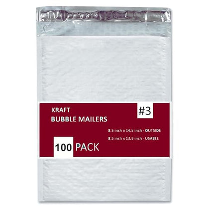 100 PC #3 8.5x14.5 Inches 100 Pack Inches Poly Bubble Mailers Shipping Padded Envelopes Self Seal Waterproof Cushion Envelopes - size: 8.5x14.5" 100PC