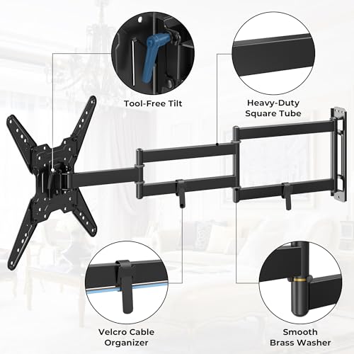 BONTEC Long Arm TV Wall Mount, Full Motion, 37.4" Extension for 26–65" TVs - size: for 26–65 Inch
