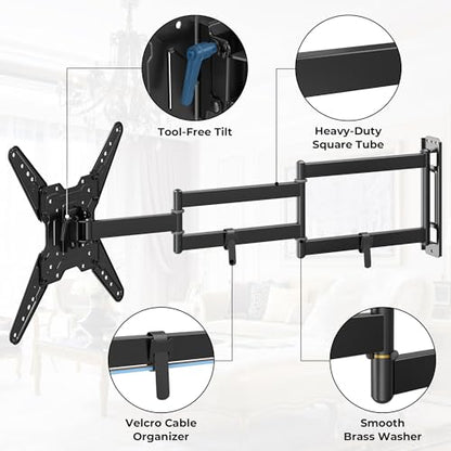 BONTEC Long Arm TV Wall Mount, Full Motion, 37.4" Extension for 26–65" TVs - size: for 26–65 Inch