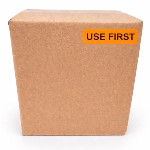 USE First Medical Stickers, 500/Roll, Fluoro Orange Courier & Handling Labels, 2.8" x 1" (70mm x 25mm), Permanent Adhesive - style: USE FIRST
