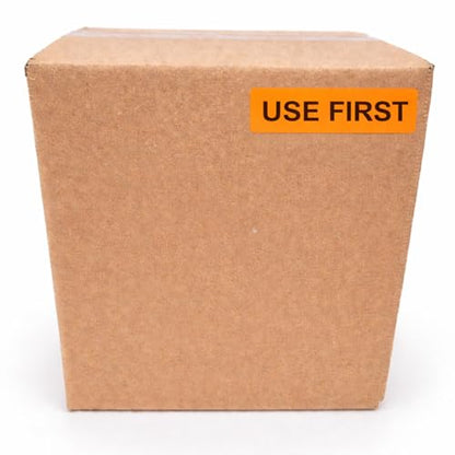 USE First Medical Stickers, 500/Roll, Fluoro Orange Courier & Handling Labels, 2.8" x 1" (70mm x 25mm), Permanent Adhesive - style: USE FIRST