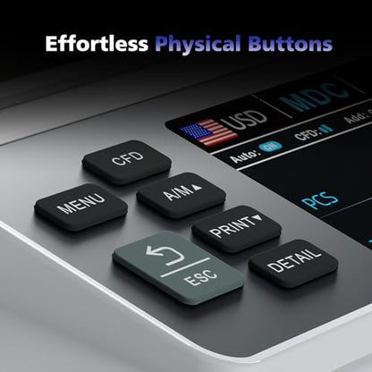 N71 Money Counter Machine Mixed Denomination, Dual-Display Mixed Denomination Value Counting Machine with CIS/UV/MG/IR/DD Counterfeit Detection, Multi-Currency for Business & Retail, 3-Year Protection