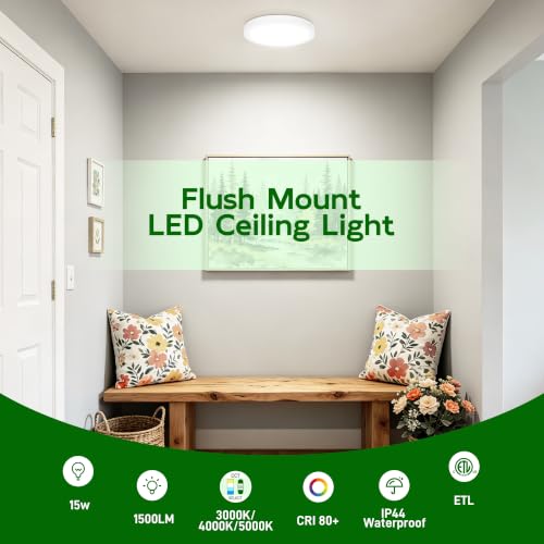 hykolity 7 Inch Selectable CCT LED Round Flat Panel Light,1500LM - color: White, size: 7 inch