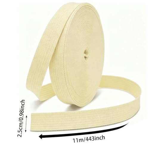 Woven Webbing Straps, 1 Inch Wide Polypropylene Webbing Tote Bags Leash Straps for Making Bag Handles, Dog Collars, Crafts Outdoor Supplies, 12 Yards Beige - color: Light Yellow, size: 12 Yards