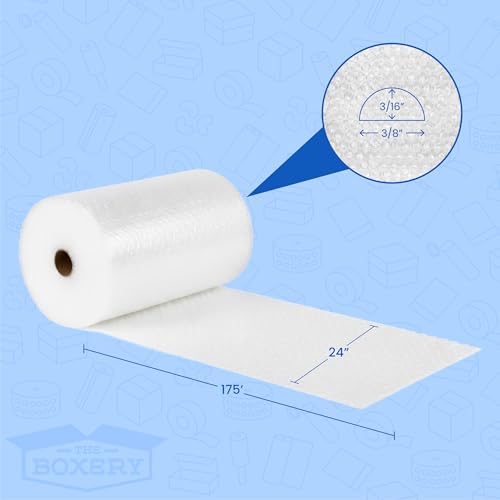 The Boxery Bubble Roll 24 Inch x 175 Feet Small Bubble Cushioning Wrap for Packing Moving and Shipping Supplies by The Boxery 1 Roll - size: 24 inch x 175 feet