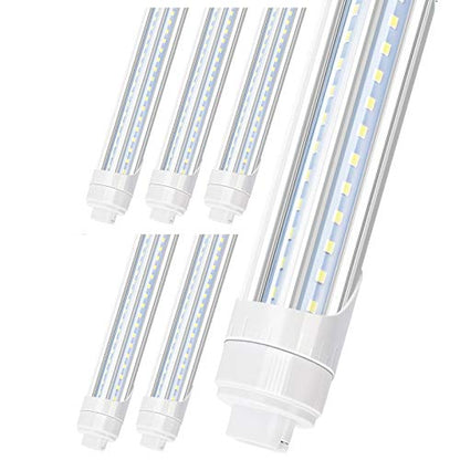 R17D LED Bulb Light 8FT, 90W T8 LED Tubes, 10000LM, Clean Cover, HO Rotatable End 8FEET 2 Pin Shop Light, 6000K, T8 T10 T12 Fluorescent Light Replacement, Ballast Bypass,Dual-End Powered (6-Pack) - size: 6 Count (Pack of 1)