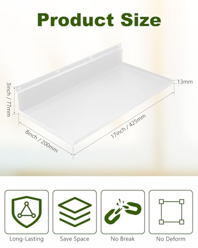 4 Pack 17 x 8 Inch Slatwall Shelves, White - style: 4 Pack White