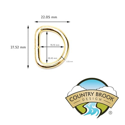 Country Brook Design - Welded D-Rings (3/4 Inch) - color: Brass Plated, size: 10 (Pack of 1)