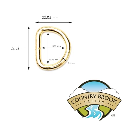 Country Brook Design - Welded D-Rings (3/4 Inch) - color: Brass Plated, size: 25 (Pack of 1)