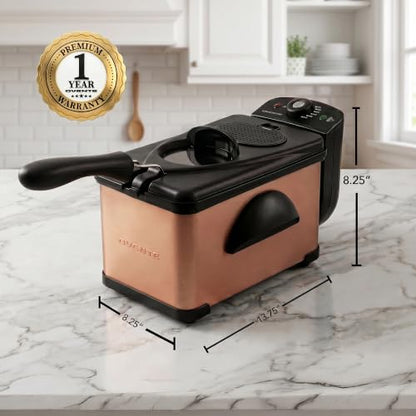 OVENTE Electric Deep Fryer, 2L Capacity, 1500W, Copper FDM2201CO - color: FDM2201CO - Copper