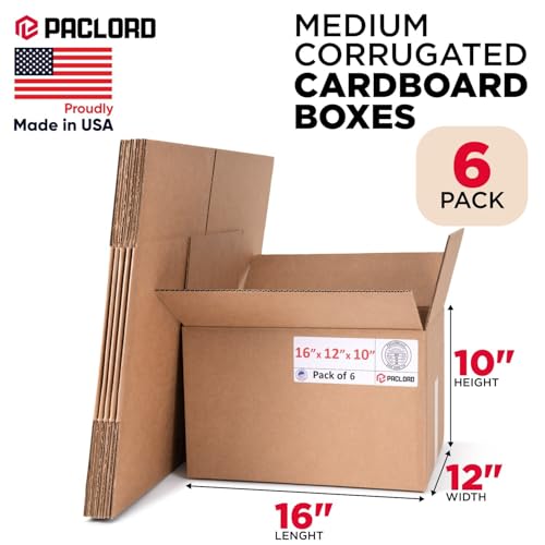 Medium Moving Cardboard Boxes 16"L x 12"W x 10"H (Pack of 6) - USA-Made Packing Boxes for Moving, Shipping, or Storage - USPS, UPS, FedEx Approved - Professional Packing Supplies - color: Pack of 6, size: Medium 16x12x10"