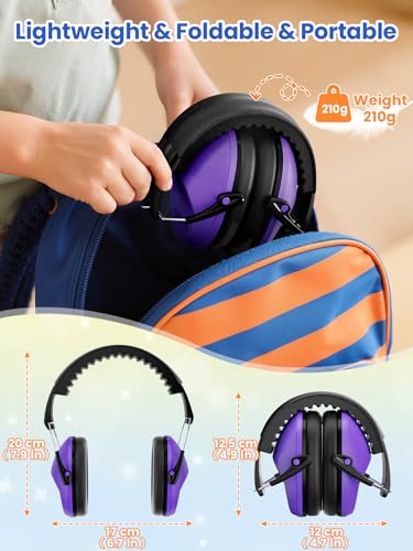 Dr.meter Ear Muffs for Noise Reduction: EM100 SNR27.4 Kids Ear Protection - color: Purple