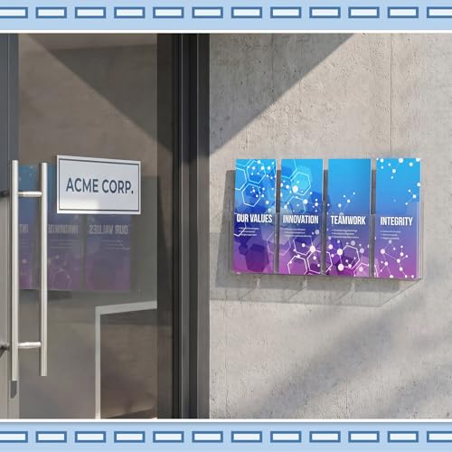 Sherr 1 Pcs Acrylic Brochure Holder Wall Mount with Removable Adjustable Dividers, 4/2 Pockets Large Capacity Literature Display Stand for 4''x 9'', 8.5''x11'' Pamphlets, 17.9'' x 7'' for Office Hotel - size: 17.9'' x 7''