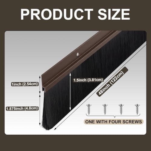 Door Sweep Brush Aluminum, 2 x 48 Inch, Brown, 4 Set - color: Brown, size: 2 x 48 Inch