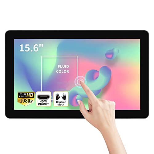 15.6 inch Capacitive Multi-Touch Screen Industrial Monitor, 16:9 Display 1920 x 1080P, Built-in Speakers, VGA & HD-MI Monitor for PC, POS, Small Business, Restaurant - size: 15.6-inch