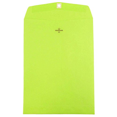JAM PAPER 9 x 12 Colored Envelopes with Clasp Closure - Ultra Lime Green - 10/Pack - color: Ultra Lime Green, size: Pack of 10