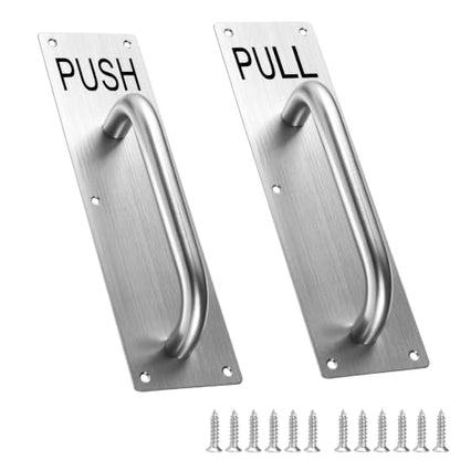 Sumnacon 1 Set Stainess Steel Door Handle,Push Pull Plate Handles, Silver - color: Silver