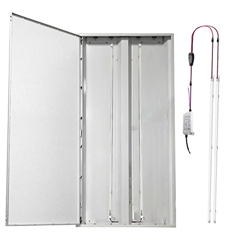 4 Pack LED Troffer 2x4 FT Retrofit Kit,Magnetic Retrofit kit,36W (240W Equiv),5000K Daylight White,0-10V LED Driver/2 Tubes Per Kit,T8 T10 T12 Fluorescent Replacement Light Bar,Easy to Install - color: Silver