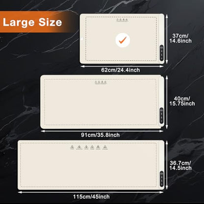 FYY Warming Mat for Food 24"x15", Rapid and Full Surface Heating Beige - color: Off White, size: X Large Size: 24"x15"