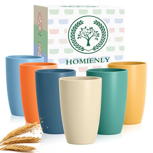 Homienly Unbreakable Plastic Cups Set Wheat Straw Cups 20 OZ Drinking Cups Reusable Camping Cups Stackable Tumblers Water Glasses Drinking Set Freezer Dishwasher Safe (6 PCS, Multi) - color: Colorful, size: 20 Ounces