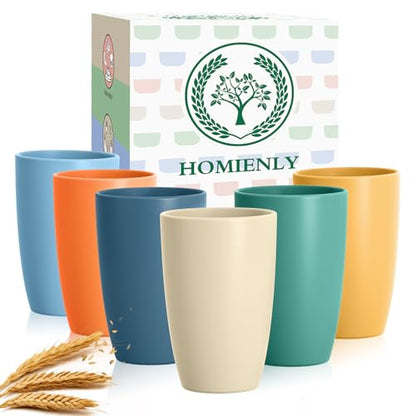 Homienly Unbreakable Plastic Cups Set Wheat Straw Cups 20 OZ Drinking Cups Reusable Camping Cups Stackable Tumblers Water Glasses Drinking Set Freezer Dishwasher Safe (6 PCS, Multi) - color: Colorful, size: 20 Ounces