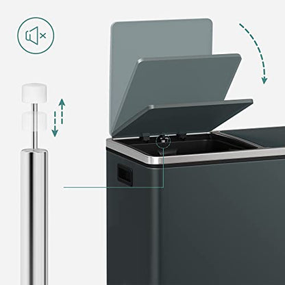 SONGMICS Trash Can, 2 x 8 Gallon (2 x 30 L), Greenish-Gray - color: Greenish-Gray, size: 2 x 8 Gallon