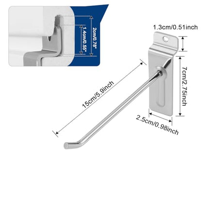 Polmart 6" Heavy Duty Slatwall Panel Hooks, Silver (96-Pack, 6-inch) - size: 6 Inch
