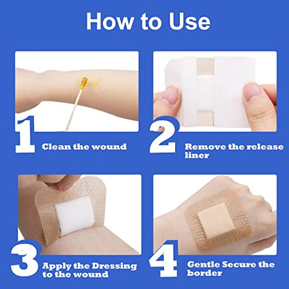 Niceful Silicone Foam Dressing 2 x 2 inch, 40 Count, Extra Hold - size: 2x2 Inch (20 Pcs) (Pack of 2)