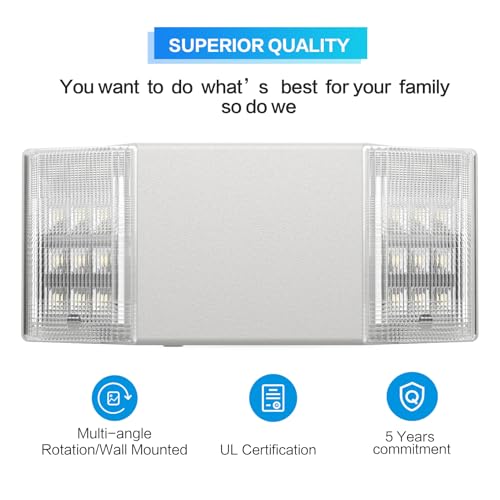 Spectsun 12 Packs Hardwired Emergency Exit Light Fixtures for Business, with Battery Backup, Two Head Adjustable LED Emergency Lighting, UL 924 Certified，AC 120/277V. - size: 12 Pack