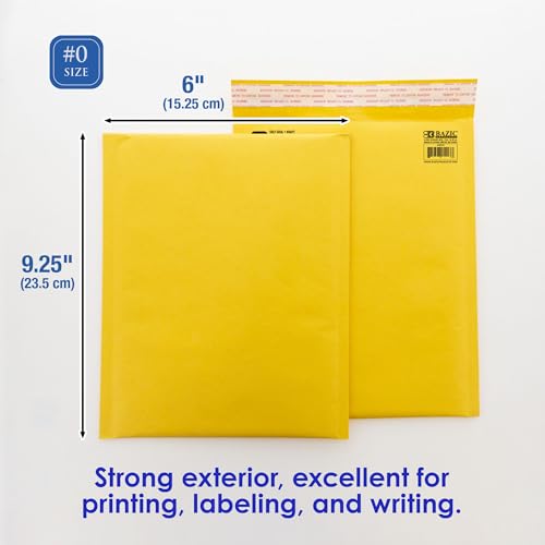 BAZIC Products #0 Self-Seal Bubble Mailer, 6 x 9.25 In - color: #0 (6" x 9.25"), size: 1-Pack