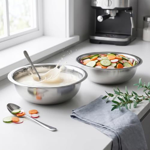 8 Pcs 7.5 Qt Large Stainless Steel Mixing Bowls with Mirror Finish