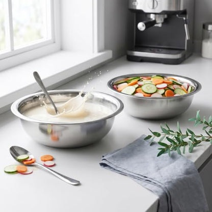8 Pcs 7.5 Qt Large Stainless Steel Mixing Bowls with Mirror Finish