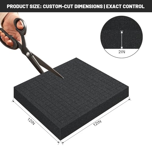 4 PCS 12x12x2 Inch Pick and Pluck Foam Inserts for Cases - Professional-Grade Tool, Game Box & Drawer Organizer - size: 4pcs(12x12x2 In)
