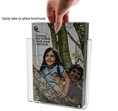 Hanging Bifold Holder with Hardware for 6.5" Printed Literature and Materials Space Saving Wall Display Booklet Take One Organizer Clear Acrylic by Marketing Holders