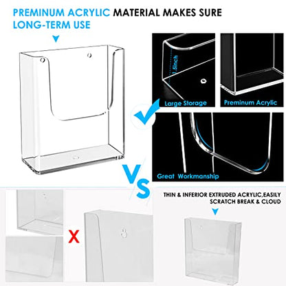 MaxGear Acrylic Brochure Holder 8.5x11 Wall Mount, 4 Pack - size: 8.5"x11"