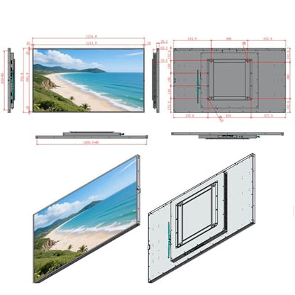 55inch 4K Digital Signage Display, 2000nits High Brightness, LCD Monitor Slim Fit Frameless Advertising Display, Wall Mount Digital Display, CMS Remote Publishing, 7/24 Timer Switch,Built-in Speaker - size: 55"+2000nits