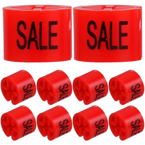 VILLCASE Hanger Sale Markers 100 Pcs Clothes Hanger Markers 0.39In Plastic Size Ring Crimp Tags for Color-Coding Clothing Sale Markers Display and Organization