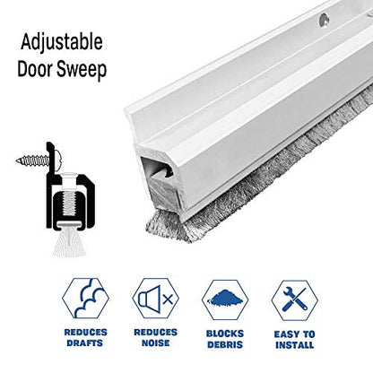 Adjustable Door Sweep (7552CA) with Pile Brush, 9/16”w x 1.31”h (42") - size: 42"