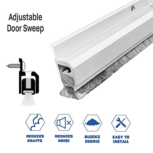 Adjustable Door Sweep (7552CA) with Pile Brush, 9/16”w x 1.31”h (36") - size: 36"