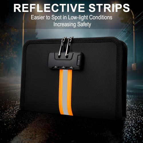 Fireproof Money Bag,Money Bag with Lock and Zipper,Safe Fireproof Waterproof,Suitable for Cash, Mobile Phones, Keys, Credit Cards - size: 8*1.1*5 inches