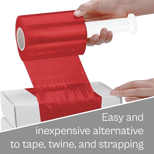 PSBM Dark Red Mini Stretch Film/Wrap with Handle 5" x 1000' 80 GA 12 Rolls - color: Red, size: 5 Inch