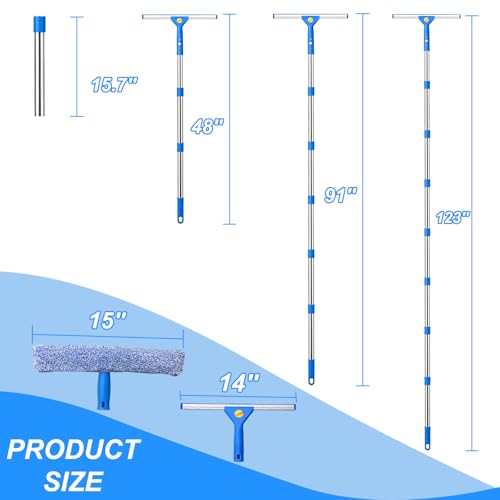 120“Professional Squeegee Window Cleaning Kit with Extension Pole - style: 120"Window Squeegee