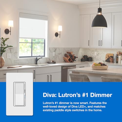 Lutron Caseta Diva Smart Dimmer Starter Kit; Dimmer, Hub, Remote, & More - color: White, size: 1 Pack, style: Smart Dimmer Hub Kit