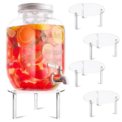 4 Pcs Drink Dispenser Stand, 7.9" Acrylic Water Dispenser And Beverage Dispenser Stand, Clear Acrylic Stands, Pitcher Stand Base for Parties and Events, Cake Stand, Plant Stands