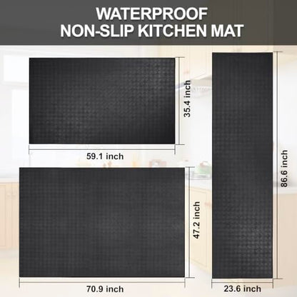 Kitchen Mats and Rugs Cushioned Anti-Fatigue, 35.4" x 59.1", Black - color: Black, size: 59.1"L x 35.4"W x 0.4"Th