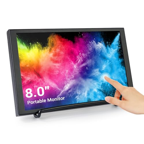 ELECROW 8 Inch Touchscreen Monitor, 1280x800 IPS LCD HD Display with Stand, Portable Capacitive Touch Screen Compatible for Raspberry Pi 3/4/5, Win 11/10/8/7, Jetson Nano, laptops, Game Consoles